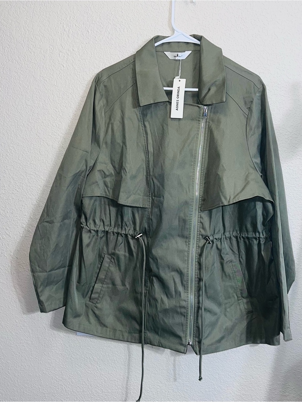 Agnes Orinda Women's Plus Size Olive Green Anorak Jacket. Size XXL - Picture 4 of 9